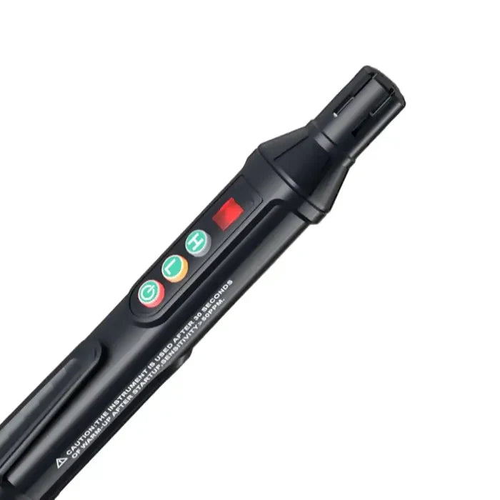 Habicare HBC portable gas leak detector with audible and visual alarms, compact device for detecting gas leaks safely.