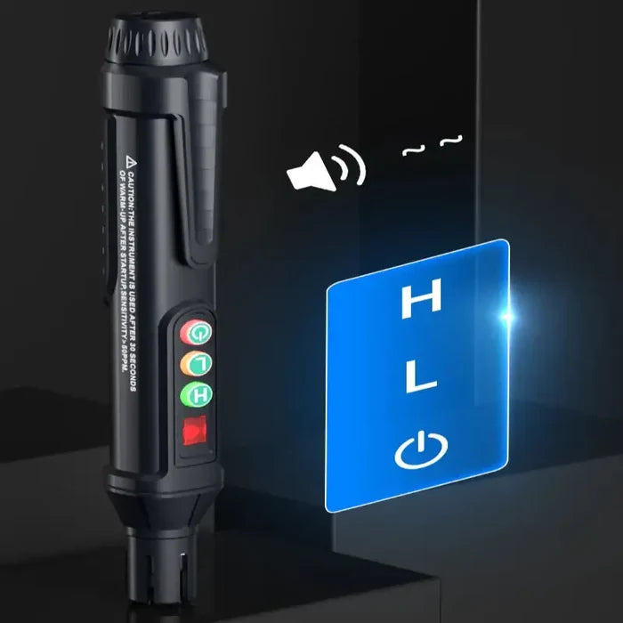 Habicare HBC portable gas leak detector with audible and visual alarm, compact device for detecting gas leaks safely.