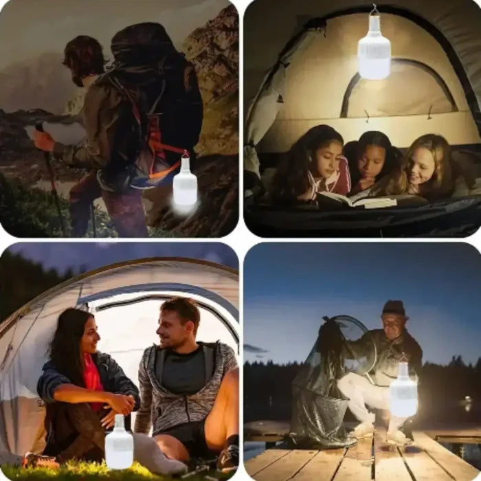 Habicare SS portable rechargeable LED bulb designed for hiking and outdoor activities, showing a compact, lightweight outdoor light.
