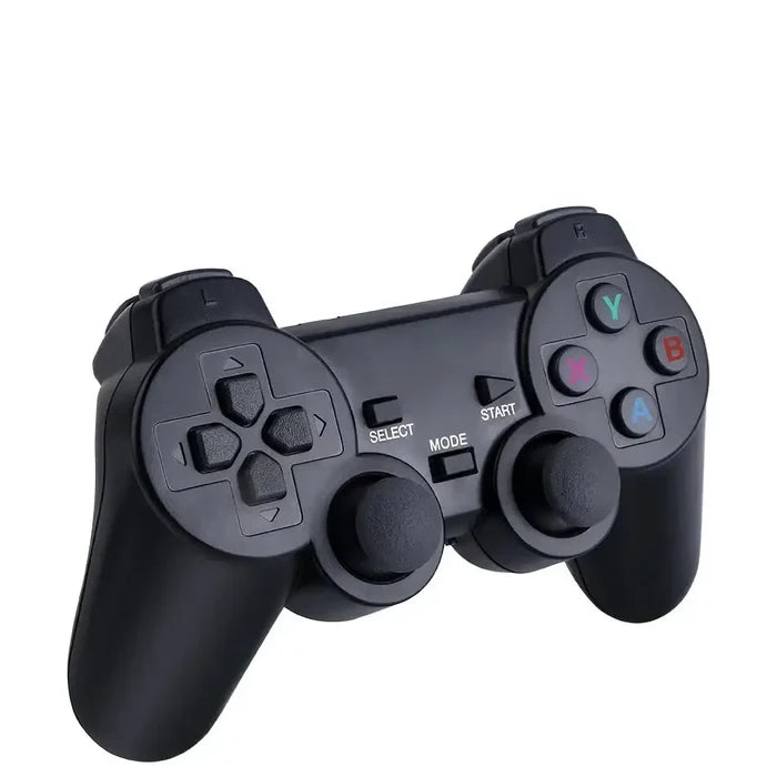 Habicare 9eight5 portable retro console with 64GB or 32GB storage, featuring vintage design and colorful buttons.