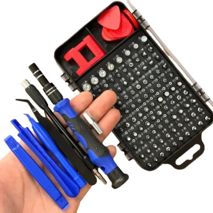 Habicare HBC magnetic precision repair tool kit for electronics with screwdrivers, tweezers, and accessories for detailed repairs.