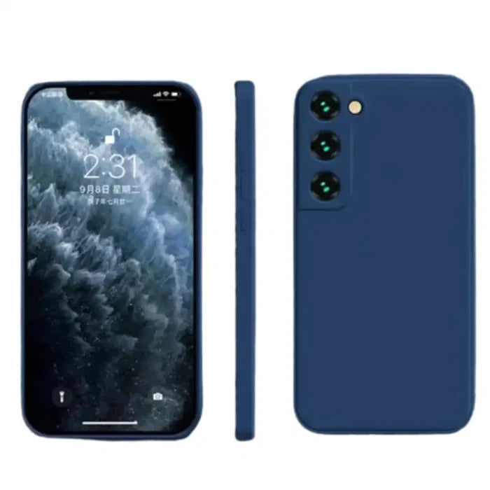 Navy silicone case for Samsung Galaxy A & S Series by 9eight5, providing durable protection and a smooth finish.