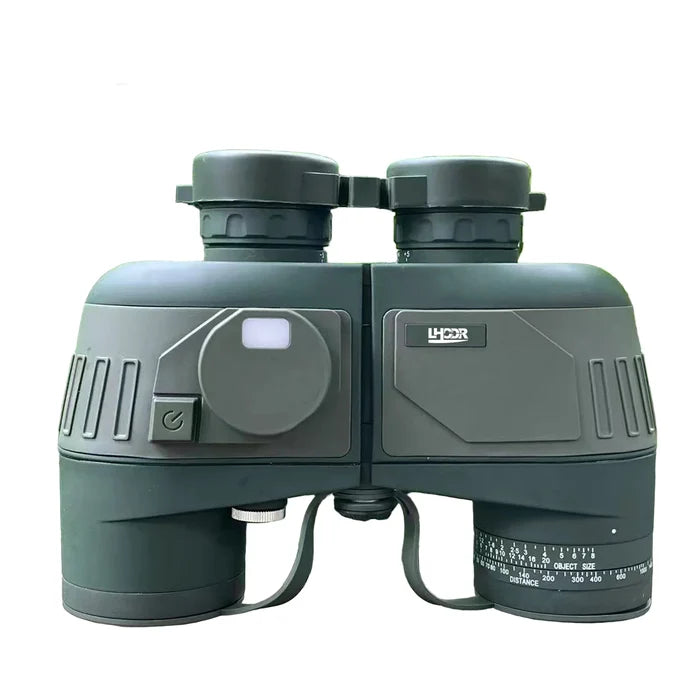 Habicare waterproof professional binoculars with 10x50 lenses, rangefinder, and compass for outdoor and wildlife viewing.