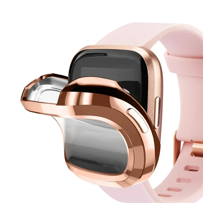 Habicare protective TWS case in five colors for Fitbit Sense 2 watch, showing a sleek, durable design with a snug fit.