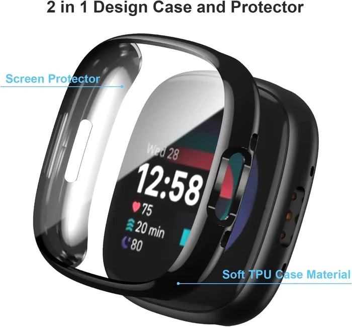 Habicare protective case for Fitbit Versa 4 smartwatch, available in nine colors, designed to shield and enhance the watch.