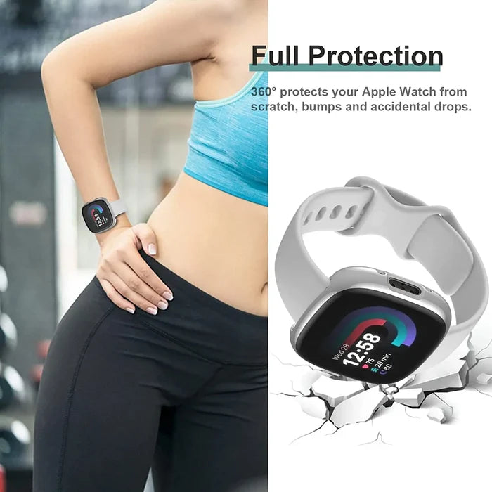 Habicare protective TWS case for Fitbit Versa 4 watch in a sleek, colorful design, offering durable coverage and style.
