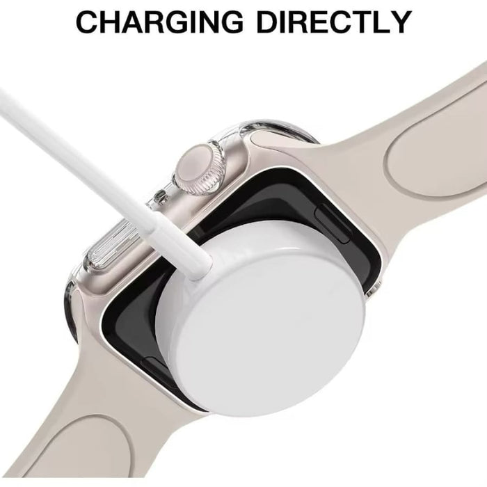 Clear protective case for Apple Watch Series 11 42mm, showing the watch with a transparent, slim watch case for fitness tracking.