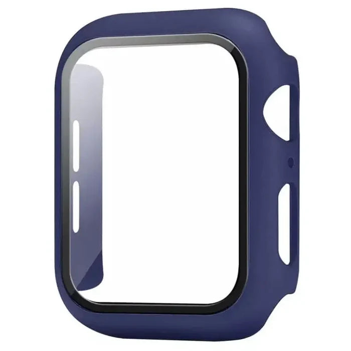 Navy protective case for Apple Watch Series 3 38mm by Habicare, made of durable material, surrounds the watch for secure protection.
