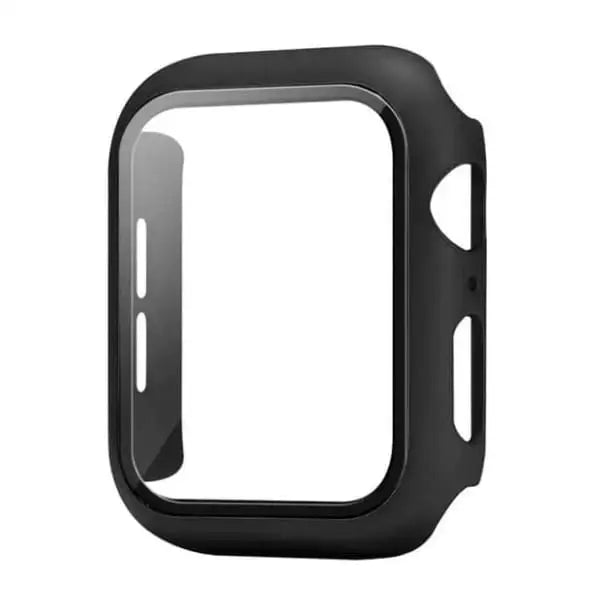 Black Habicare protective case for Apple Watch Series 5 (44mm), showing the watch with the case fitted.