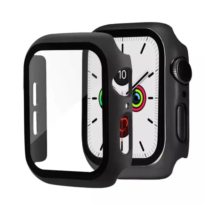 Black Habicare protective case for Apple Watch Series 7 (45mm), designed to safeguard the smartwatch with a sleek fit.