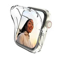 Clear protective case for Apple Watch Series SE 40mm by Habicare, showing the transparent watch cover on the device.