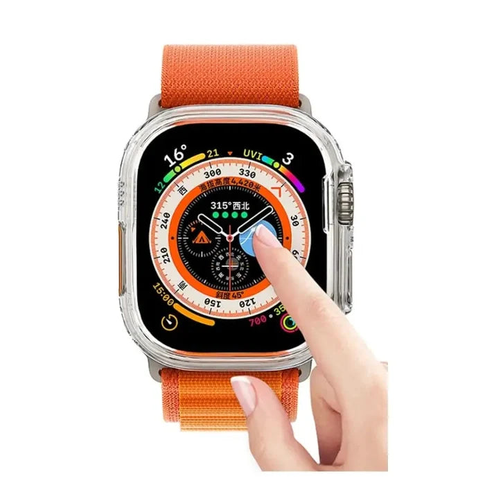 Habicare protective case for Apple Watch Ultra, durable watch case with clear design, safeguarding the smartwatch from scratches and impacts.