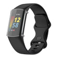 Clear protective case for Fitbit Charge 6 fitness tracker, designed by That Watch Shop, showing the black silicone cover on the device