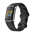 Silver Habicare protective case for Fitbit Charge 6 smartwatch, featuring a durable watch cover with precise fit and stylish design.