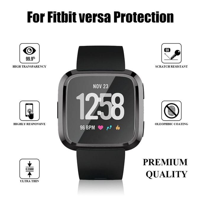 Black protective case for Fitbit Versa 1 smartwatch, designed to safeguard the device with a snug fit.