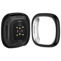 Black protective case for Fitbit Versa 2 by That Watch Shop, showing the durable watch cover on the device.