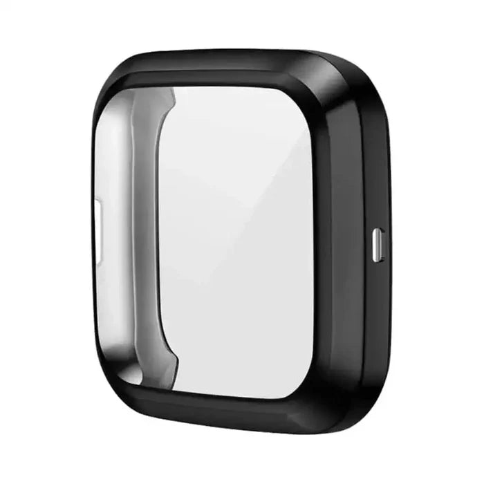 Black Habicare protective case for Fitbit Versa 2 watch, providing durable coverage and a secure fit.