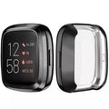 Black protective watch case for Fitbit Versa 3, designed to safeguard the device with a sleek, durable cover.