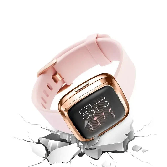 Habicare TWS protective case for Fitbit Versa smartwatch, durable cover with precise cutouts, black color, lightweight design.