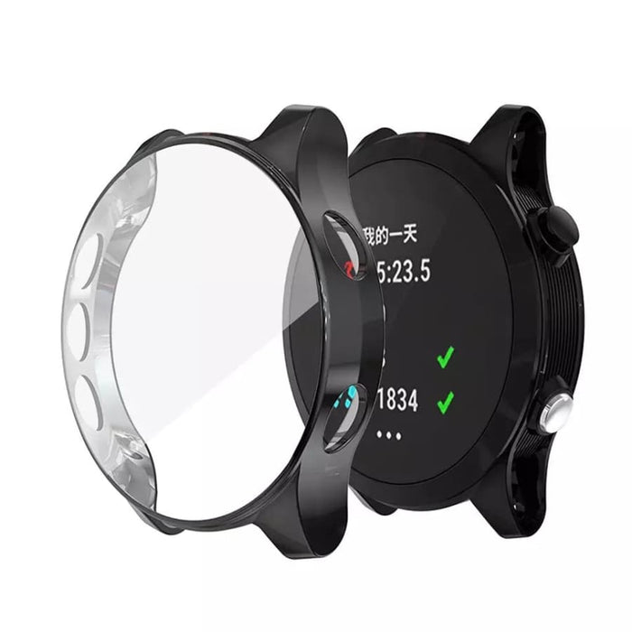 Black protective watch case for Garmin 245, made by That Watch Shop, designed to safeguard the smartwatch.