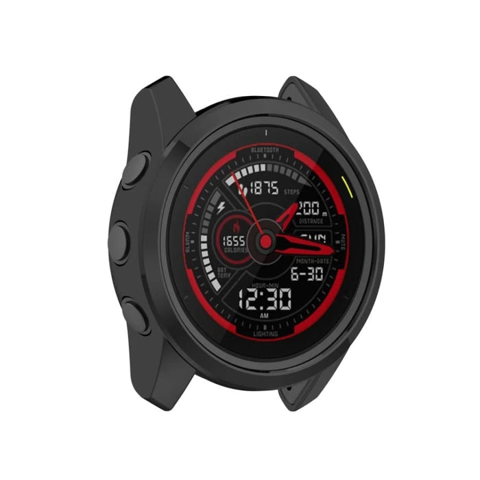 Black protective case for Garmin 245 smartwatch, durable plastic cover, designed to safeguard the device from scratches and impacts.
