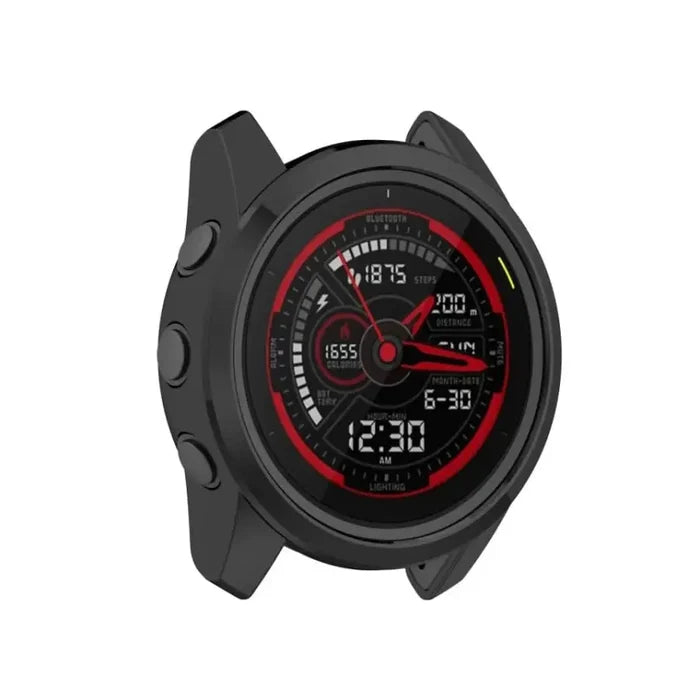 Black Habicare protective case for Garmin 245 watch, providing durable coverage and secure fit for the smartwatch.