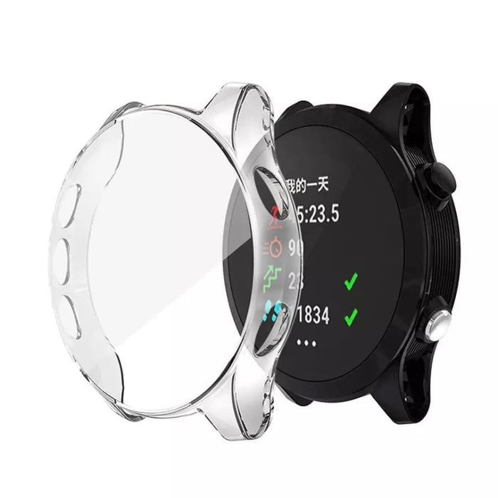 Clear protective case for Garmin 245 watch, made by That Watch Shop, showcasing a transparent, snug-fit watch cover.