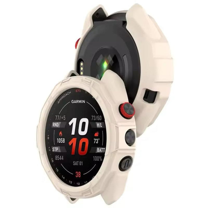 Ivory protective watch case for Garmin Approach S70 (42mm), designed to safeguard the Garmin golf watch.