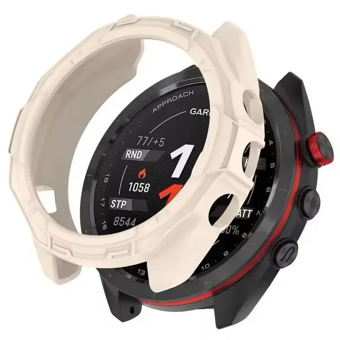 Ivory protective case for Garmin Approach S70 (47mm) smartwatch by Habicare, designed to safeguard the watch.