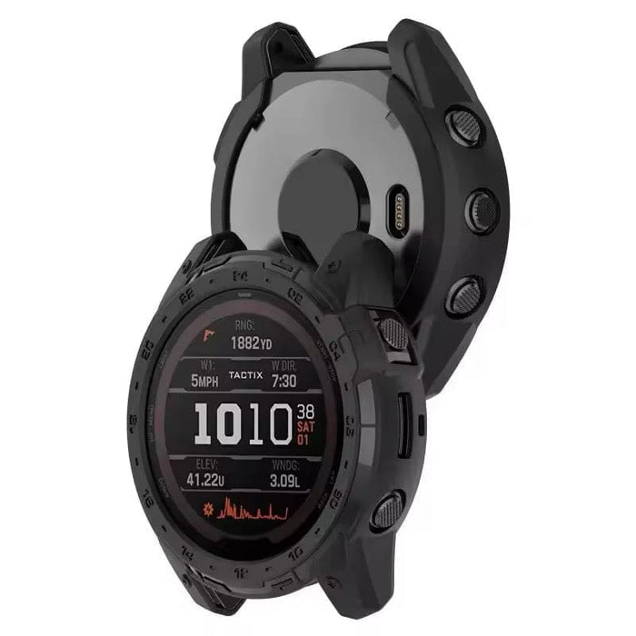 Black protective watch case for Garmin Enduro 2, durable and snug-fitting, designed to safeguard your smartwatch from scratches and impacts.