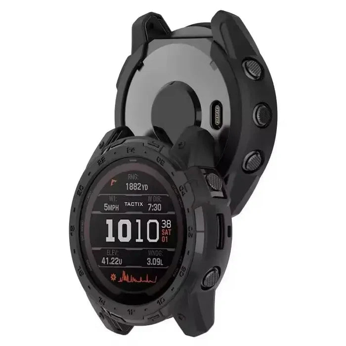 Black Habicare protective case for Garmin Enduro 2 watch, offering durable coverage and secure fit for the smartwatch.