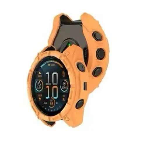 Orange Habicare protective watch case for Garmin Enduro 3, designed to safeguard the smartwatch with durable material.
