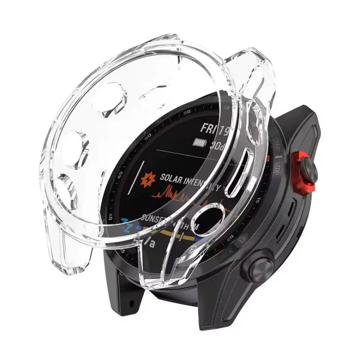 Clear protective case for Garmin epix Pro Gen 2 42mm watch by Habicare, providing durable shield and visibility.