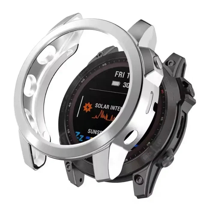 Silver Habicare protective case for Garmin epix Pro Gen 2 47mm watch, providing durable coverage and style.
