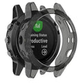 Black Habicare protective watch case for Garmin fenix 5 Series, providing durable coverage and protection for the smartwatch.