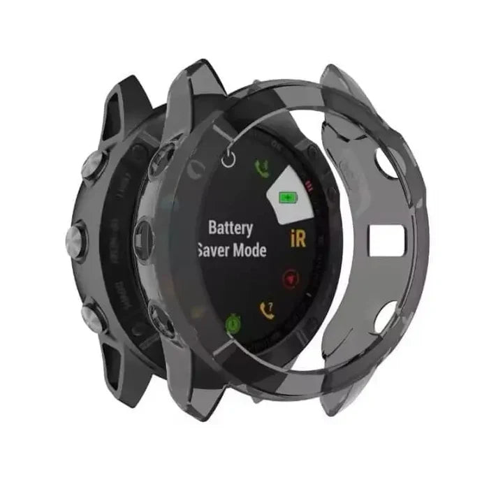 Black Habicare protective watch case for Garmin Fenix 6 and 6 Pro series, designed to safeguard the watch during daily use.