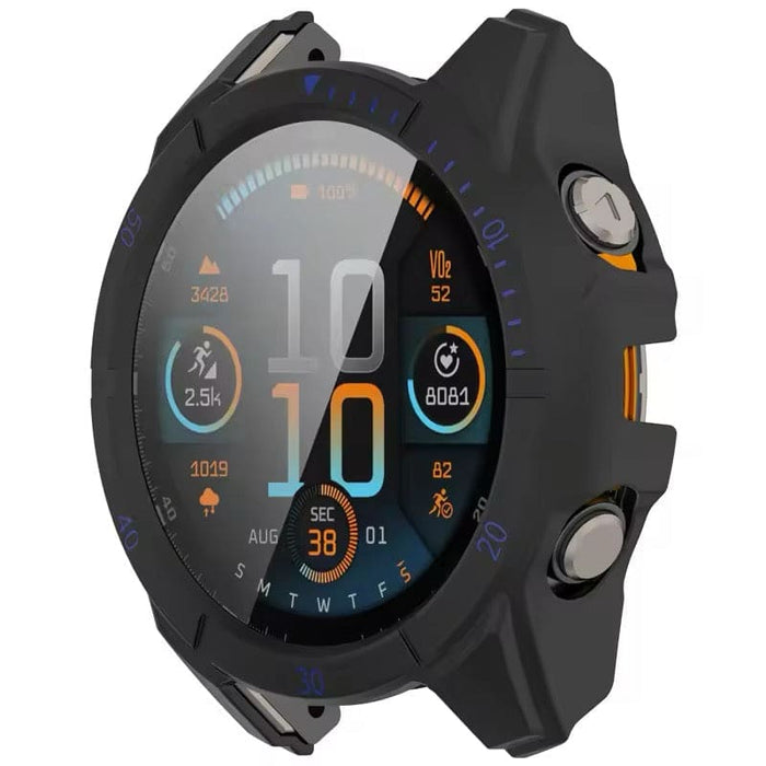 Black protective case for Garmin Fenix 8 47mm series watch, designed to safeguard the watch with a durable shell.