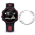 Clear protective case for Garmin Forerunner 235 series watch by Habicare, shown fitted on the watch with a transparent design.