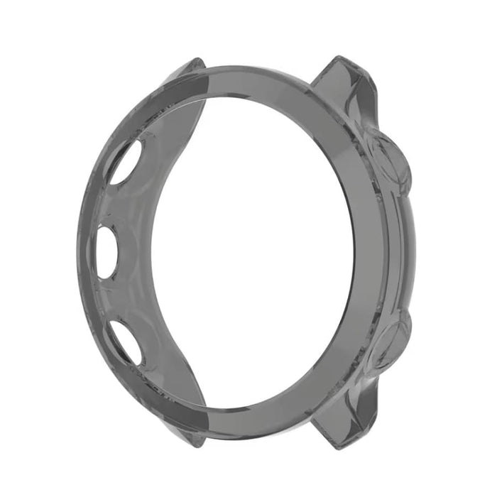 Black protective case for Garmin Forerunner 55 watch, circular design, designed to shield and enhance the smartwatch.
