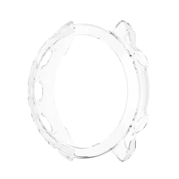Transparent protective case for Garmin Forerunner 55 watch, clear silicone cover showcasing the watch face and buttons.