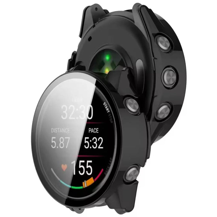 Black protective case for Garmin Forerunner 570 watch, 47mm, designed to safeguard the Garmin smartwatch.