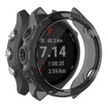 Black Habicare protective watch case for Garmin Forerunner 645 Series, designed to safeguard the smartwatch.