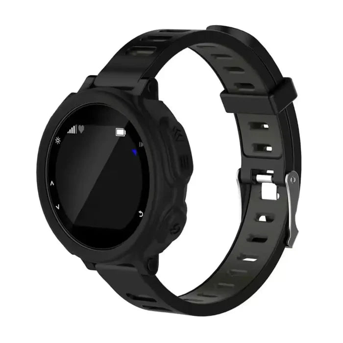 Black Habicare protective case for Garmin Forerunner 735 and 735XT watch, providing durable coverage and protection.