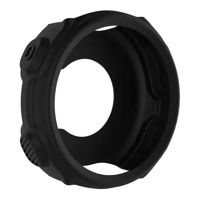 Black Habicare protective case for Garmin Forerunner 735 and 735XT watch, showing snug fit and durable design.