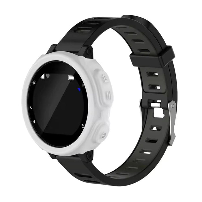 White protective case for Garmin Forerunner 735 and 735XT smartwatch, durable watch case, black and gray design.