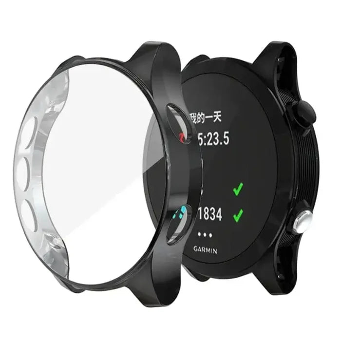 Black Habicare protective case for Garmin Forerunner 935 sports watch, covering the watch body for added protection.