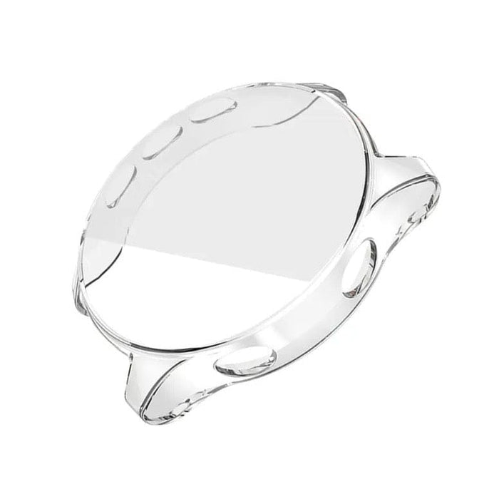 Clear protective case for Garmin Forerunner 945 watch, made by That Watch Shop, shown fitted on the smartwatch.