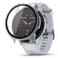Clear protective case for Garmin Forerunner 955 watch by Habicare, shown fitted around the smartwatch.