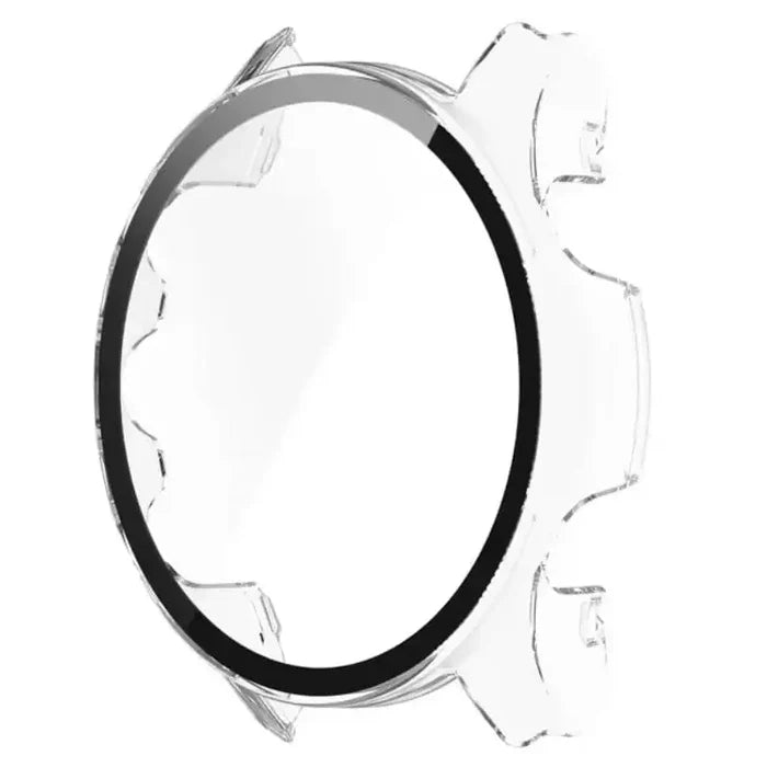 Clear Habicare protective case for Garmin Forerunner 955 watch, providing durable coverage and screen protection.