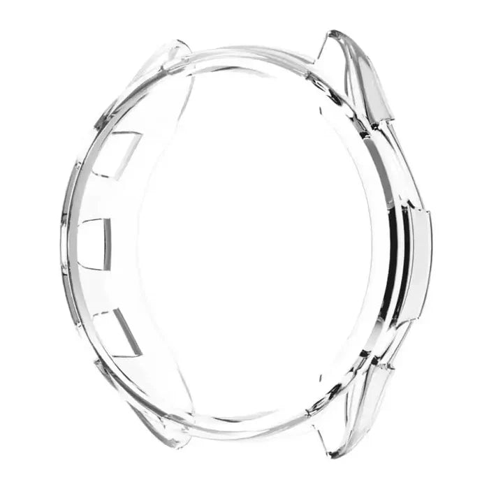 Clear Habicare protective case for Garmin Forerunner 965 watch, providing protection with transparent coverage.